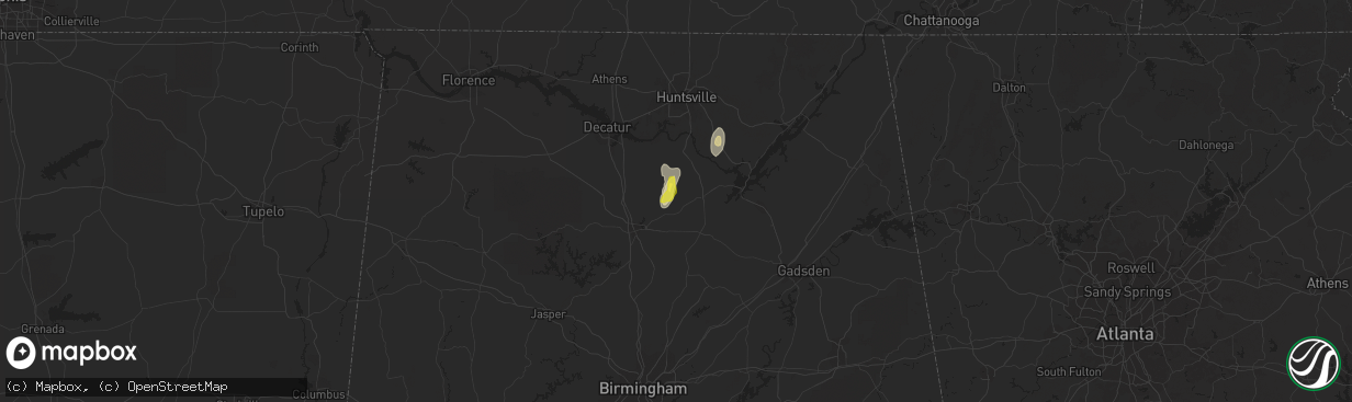 Hail map in Baileyton, AL on October 6, 2021