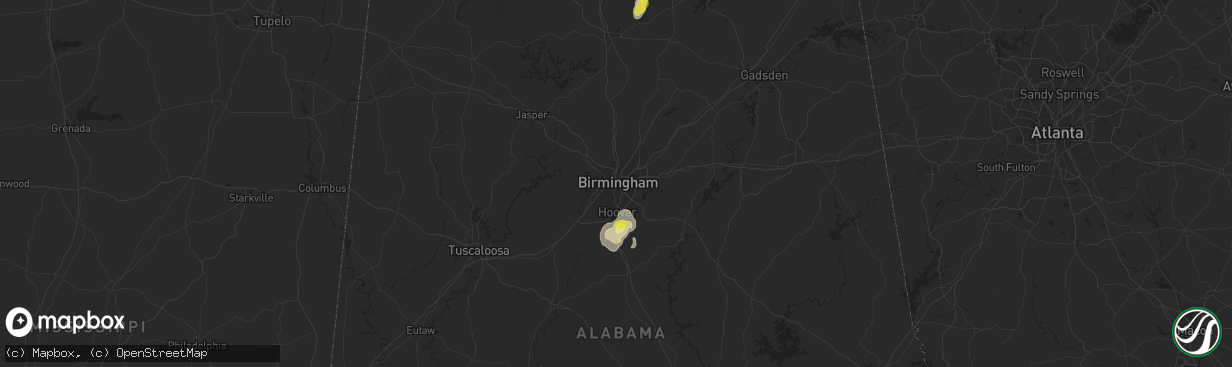 Hail map in Birmingham, AL on October 6, 2021