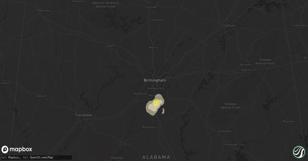 Hail map in Birmingham, AL on October 6, 2021