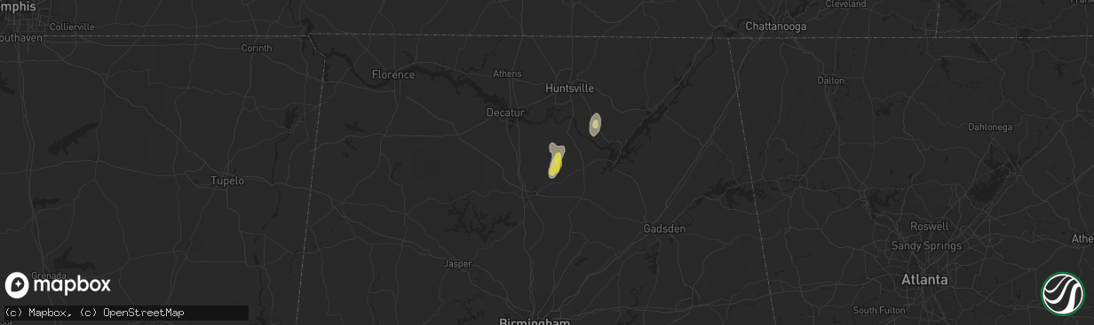 Hail map in Eva, AL on October 6, 2021