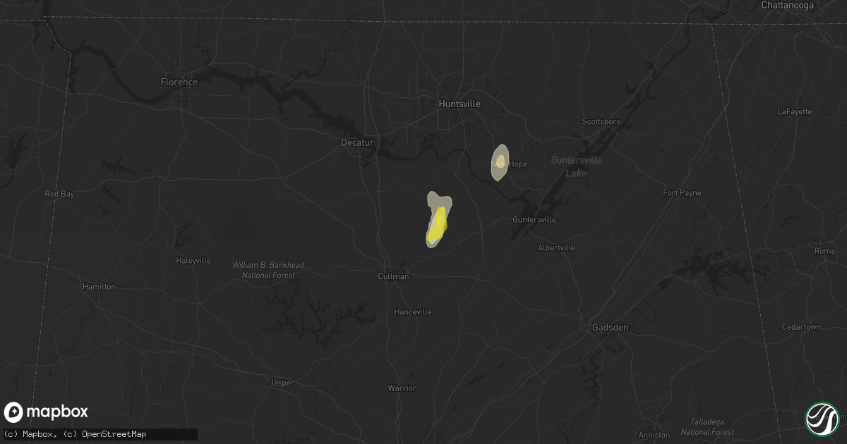 Hail map in Eva, AL on October 6, 2021