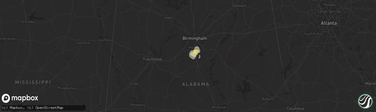 Hail map in Helena, AL on October 6, 2021