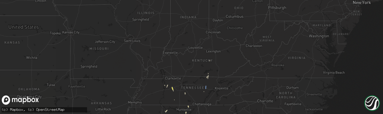 Hail map in Kentucky on October 6, 2021