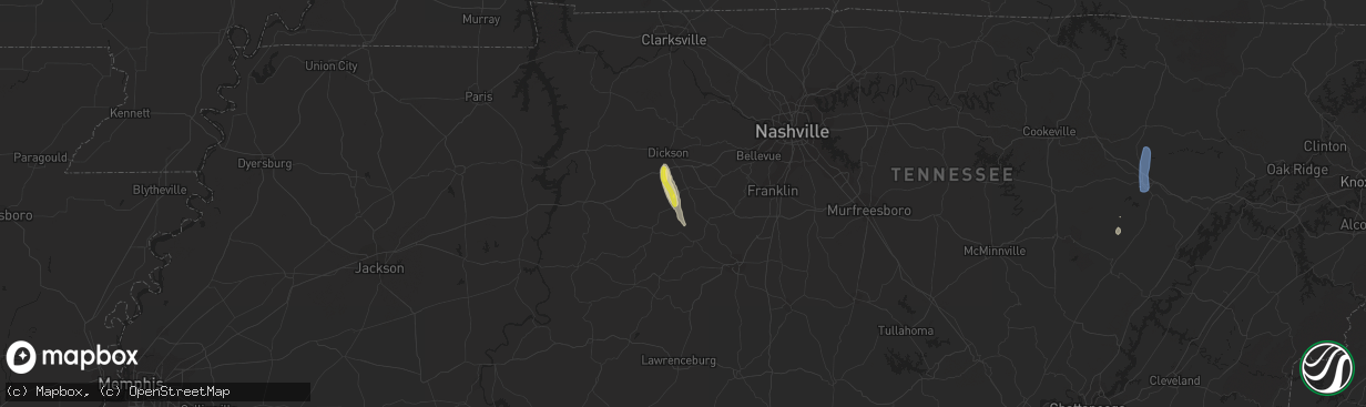 Hail map in Lyles, TN on October 6, 2021