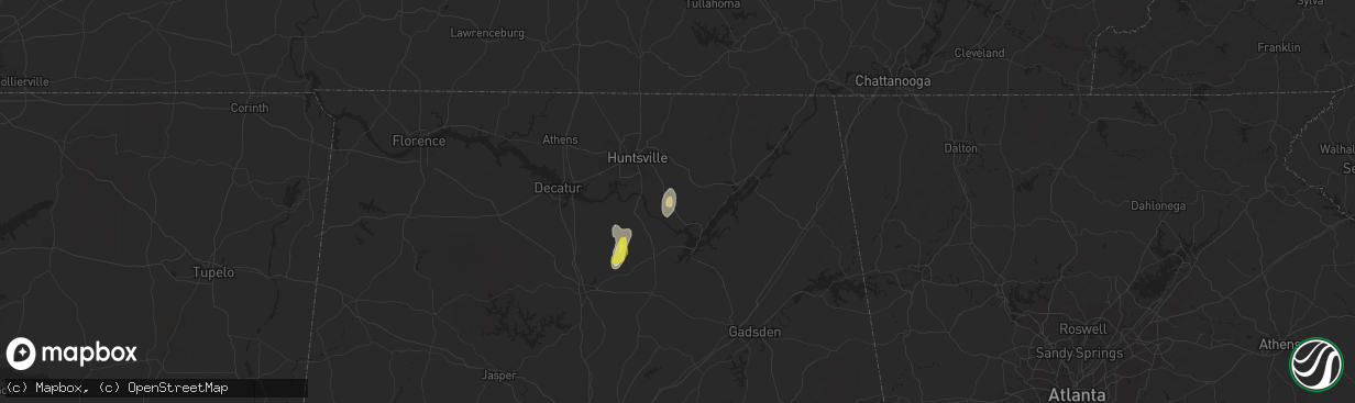 Hail map in New Hope, AL on October 6, 2021