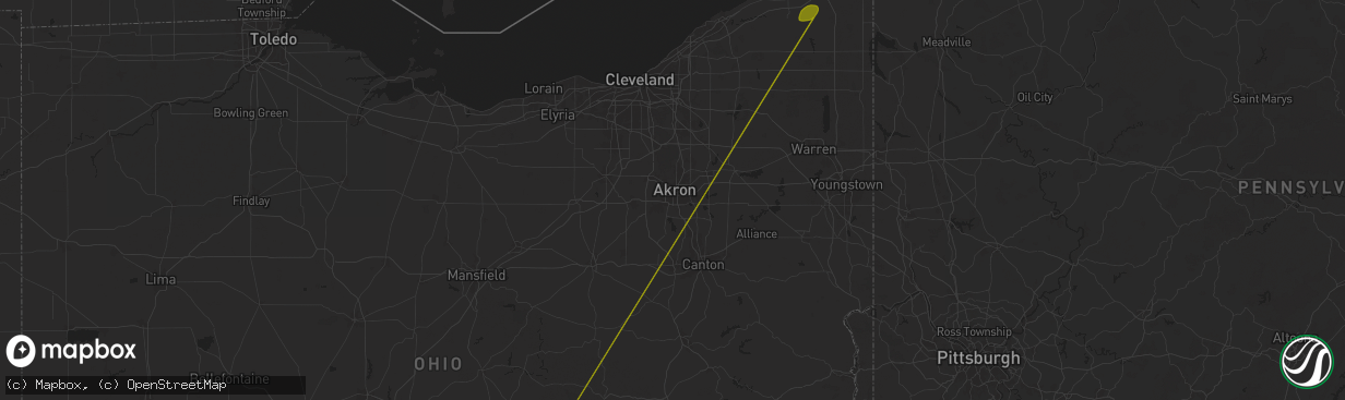 Hail map in Akron, OH on October 6, 2024