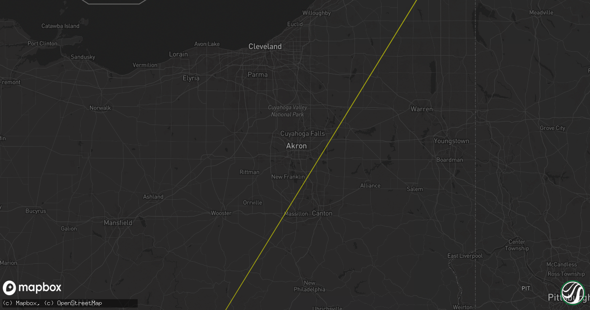 Hail map in Akron, OH on October 6, 2024