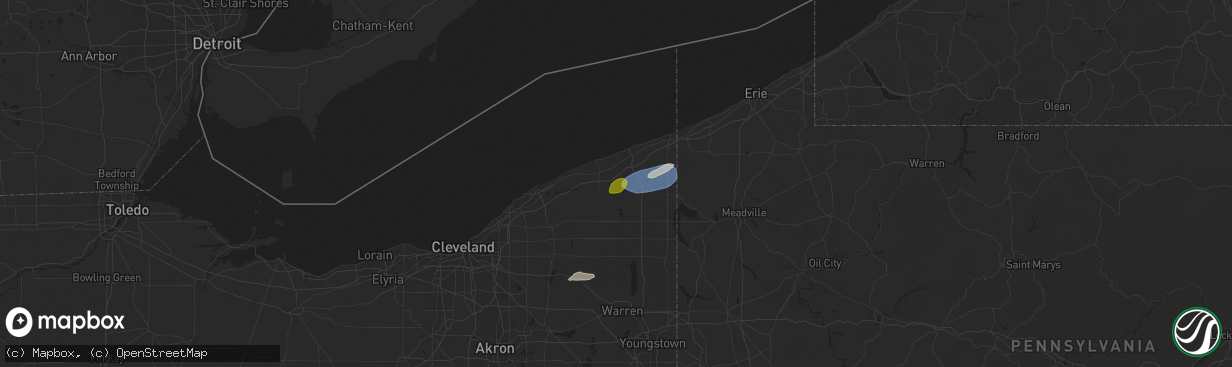 Hail map in Austinburg, OH on October 6, 2024