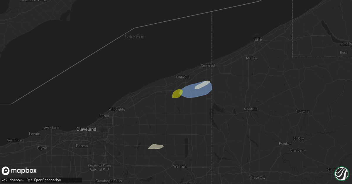 Hail map in Austinburg, OH on October 6, 2024