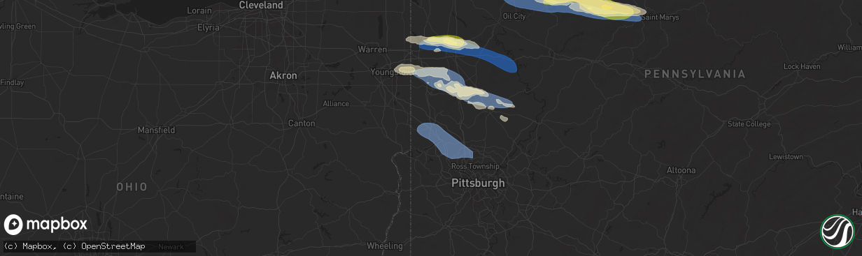 Hail map in Beaver Falls, PA on October 6, 2024