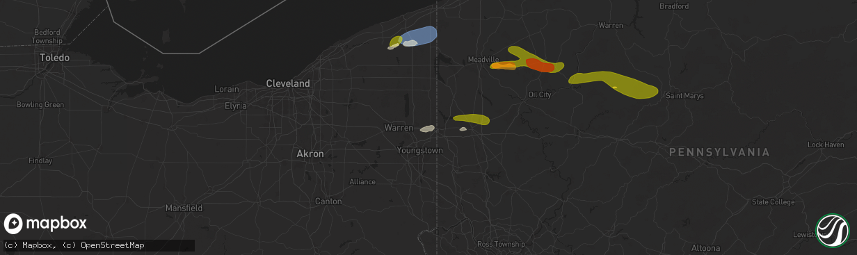 Hail map in Brookfield, OH on October 6, 2024