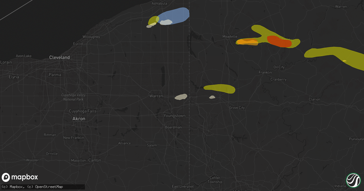 Hail map in Brookfield, OH on October 6, 2024