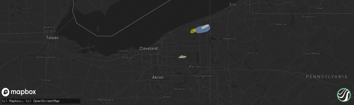 Hail map in Burton, OH on October 6, 2024