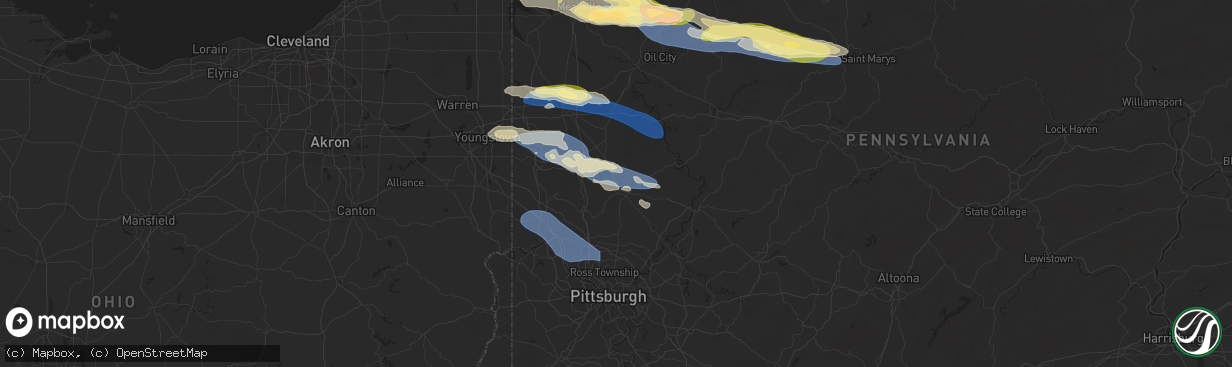 Hail map in Butler, PA on October 6, 2024