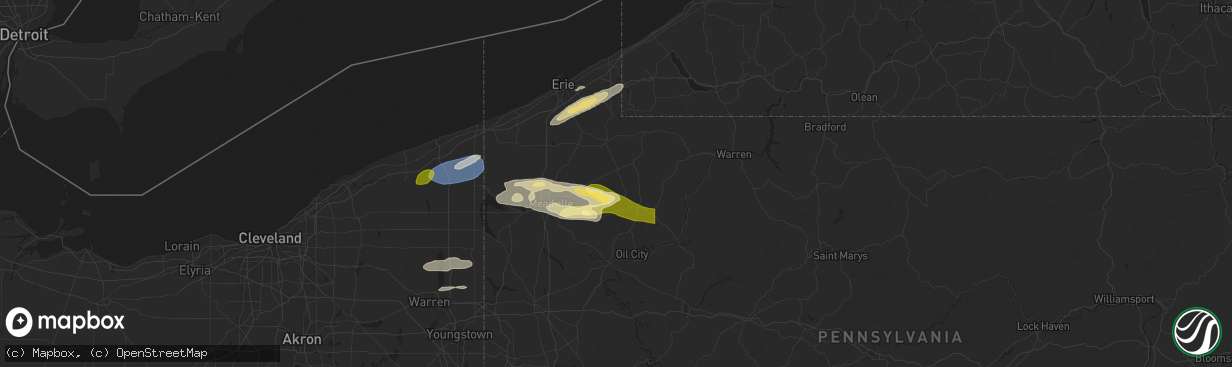 Hail map in Centerville, PA on October 6, 2024