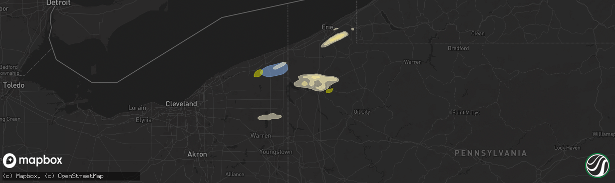 Hail map in Conneaut Lake, PA on October 6, 2024