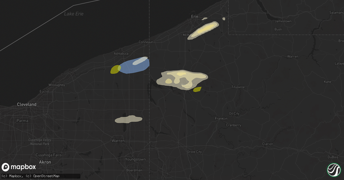 Hail map in Conneaut Lake, PA on October 6, 2024