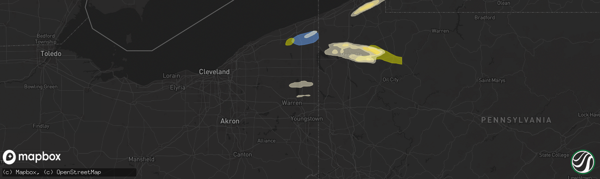 Hail map in Cortland, OH on October 6, 2024