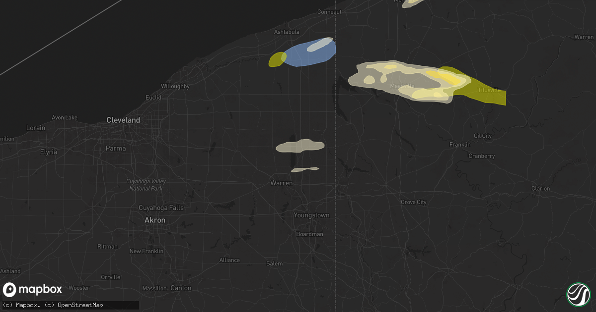 Hail map in Cortland, OH on October 6, 2024