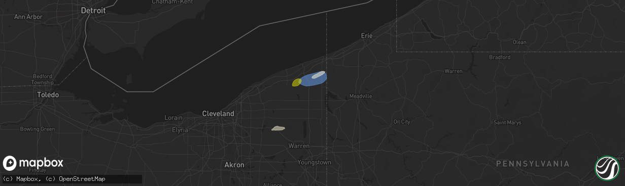 Hail map in Dorset, OH on October 6, 2024