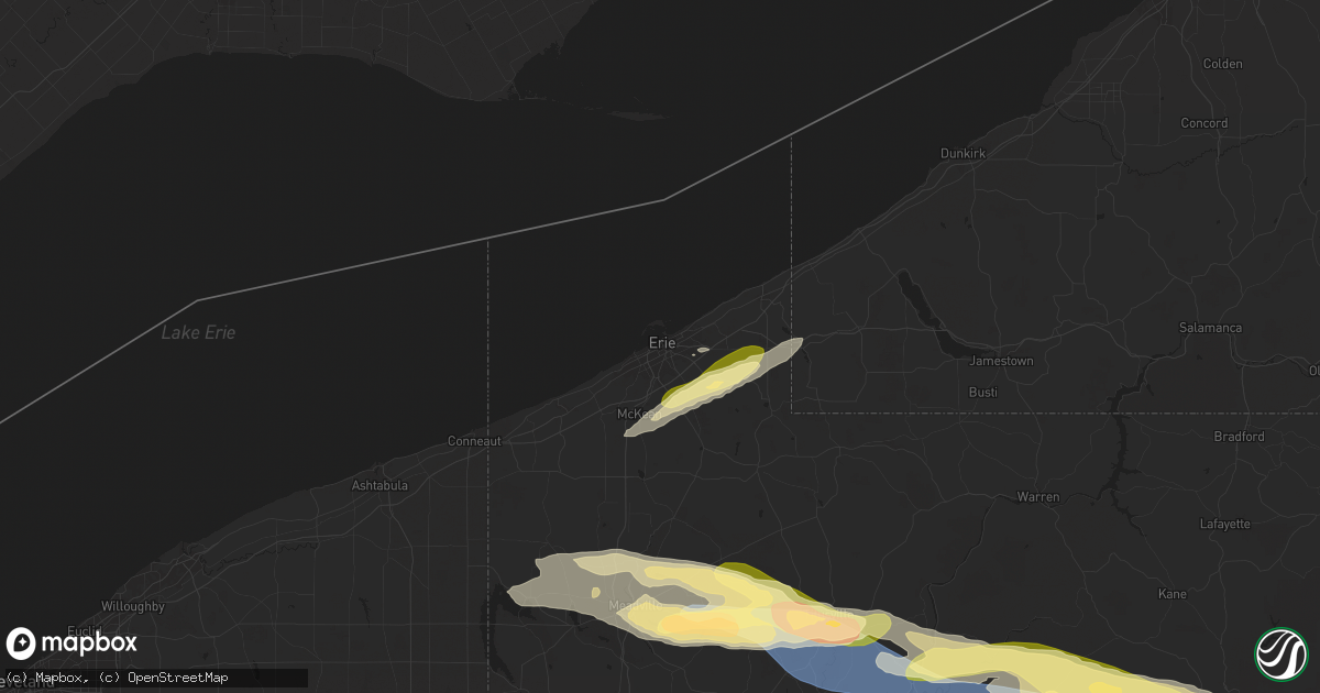 Hail map in Erie, PA on October 6, 2024
