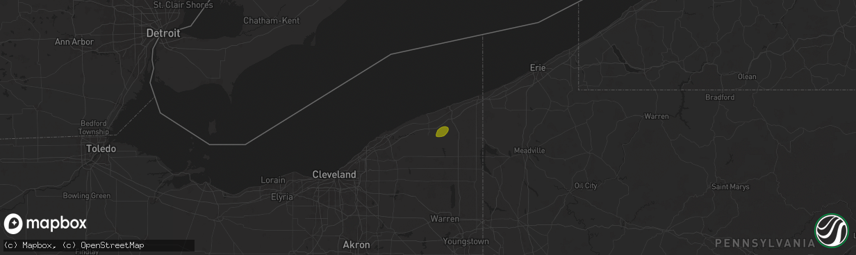 Hail map in Geneva, OH on October 6, 2024