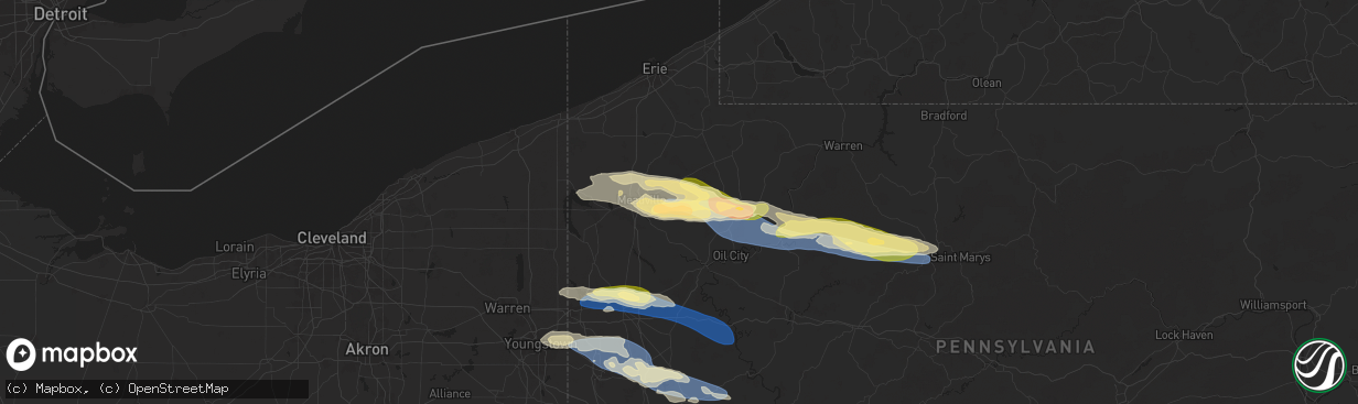 Hail map in Guys Mills, PA on October 6, 2024