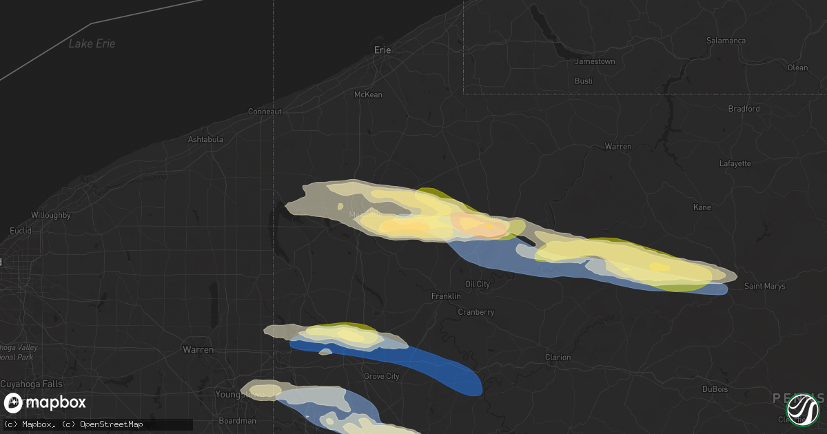 Hail map in Guys Mills, PA on October 6, 2024