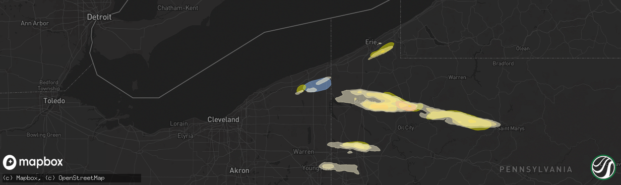 Hail map in Jefferson, OH on October 6, 2024