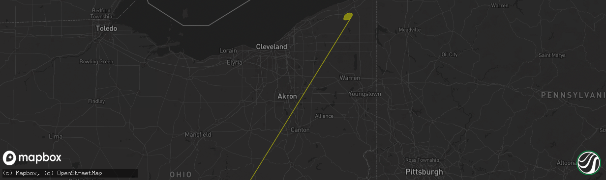 Hail map in Kent, OH on October 6, 2024