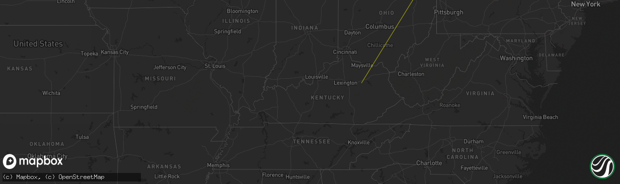 Hail map in Kentucky on October 6, 2024