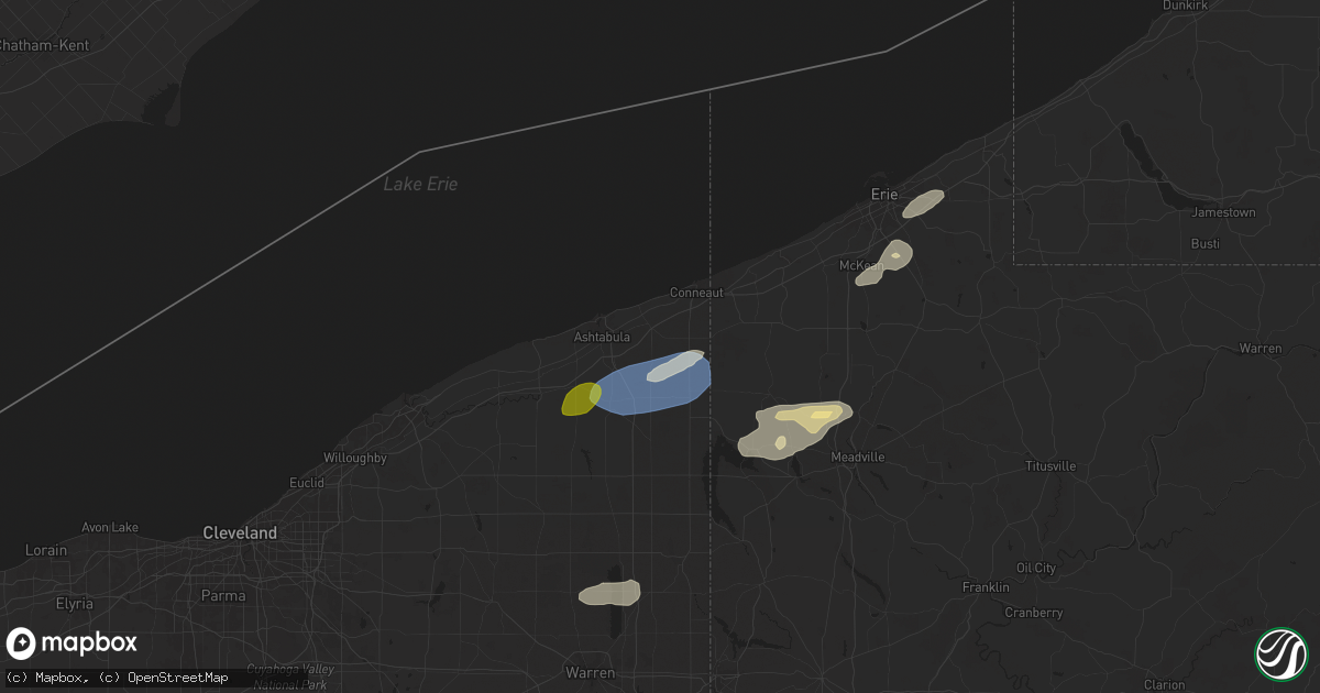 Hail map in Kingsville, OH on October 6, 2024