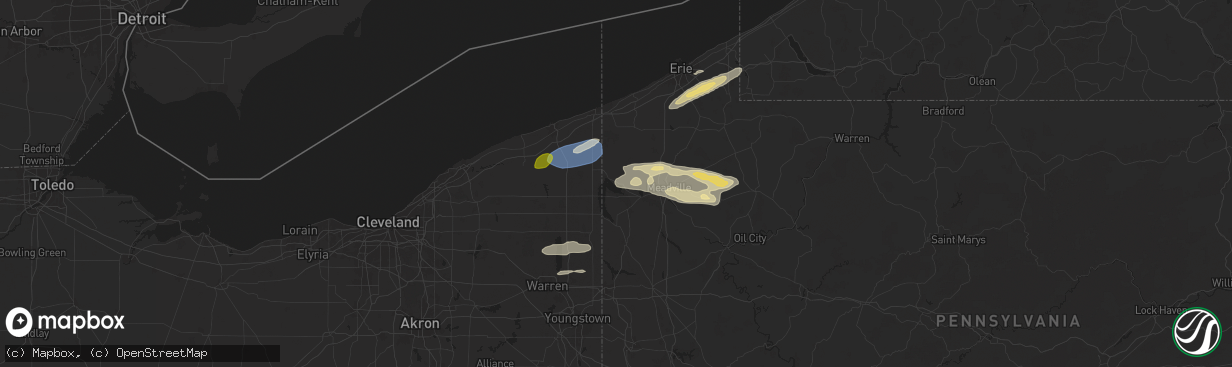 Hail map in Linesville, PA on October 6, 2024