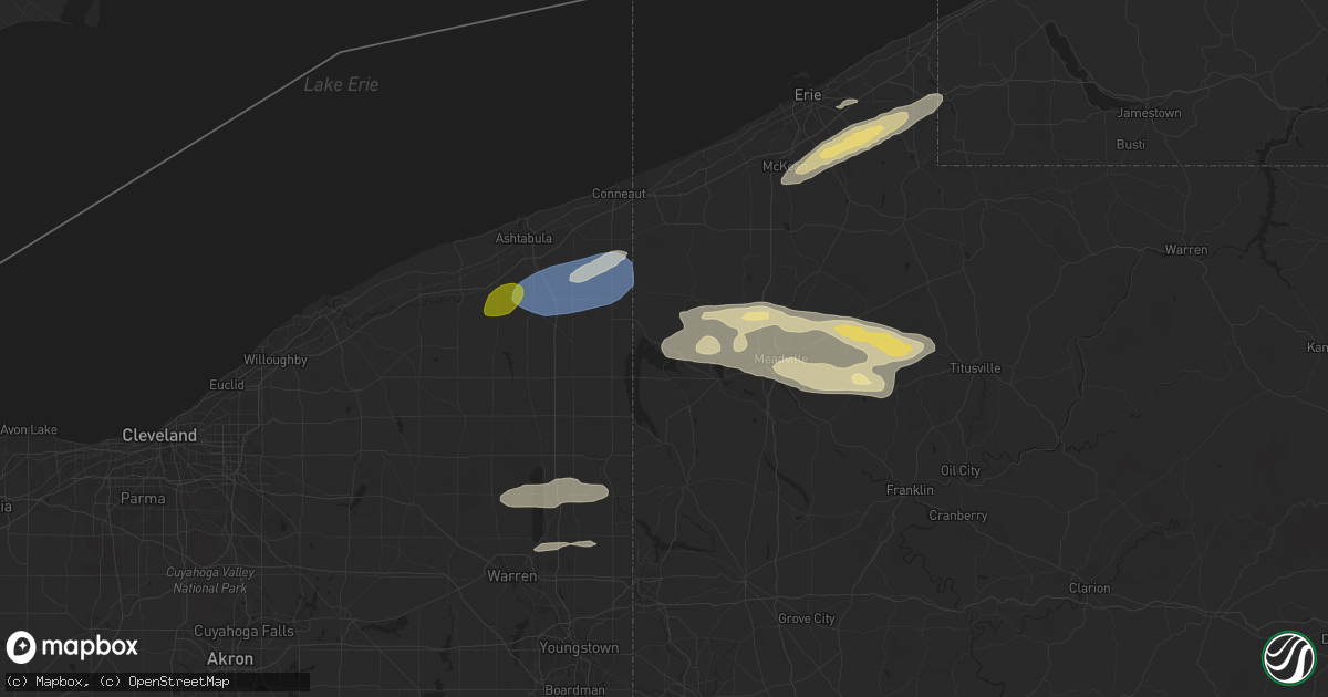Hail map in Linesville, PA on October 6, 2024