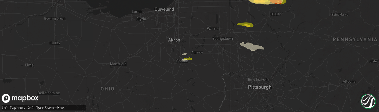 Hail map in Louisville, OH on October 6, 2024