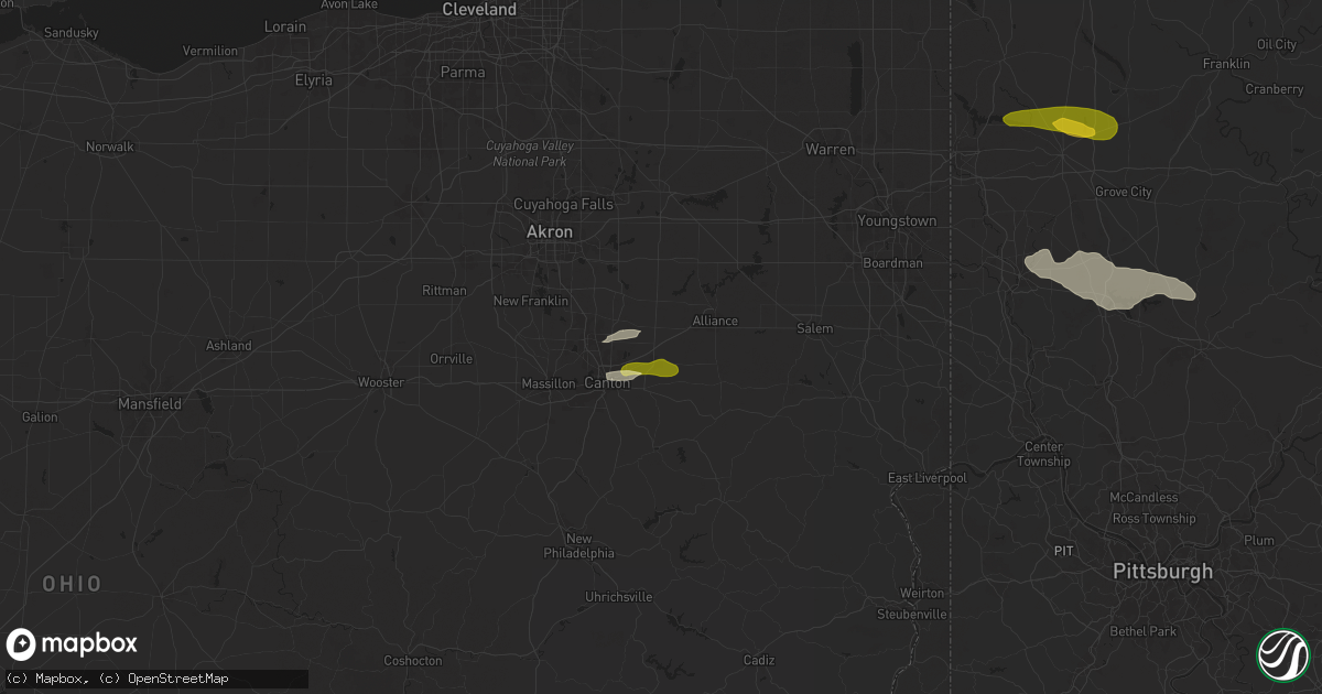 Hail map in Louisville, OH on October 6, 2024