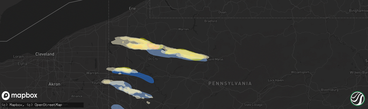 Hail map in Marienville, PA on October 6, 2024