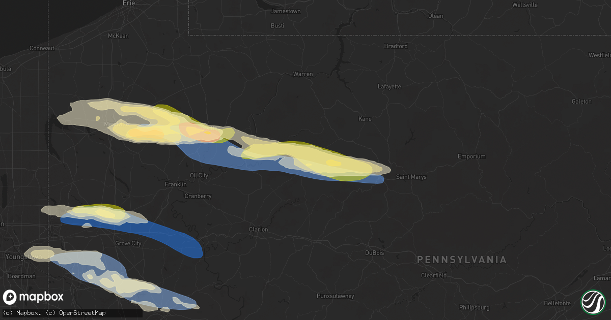 Hail map in Marienville, PA on October 6, 2024