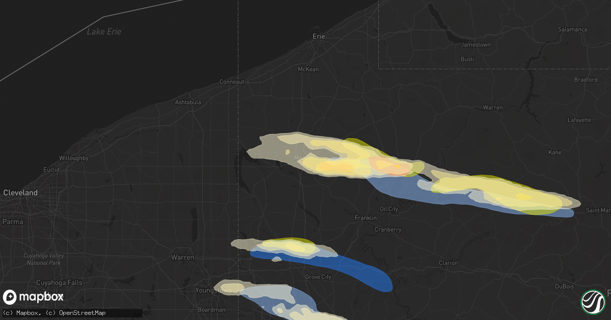 Hail map in Meadville, PA on October 6, 2024