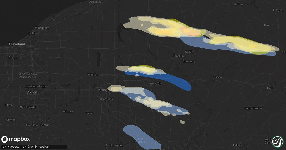 Hail map in Mercer, PA on October 6, 2024