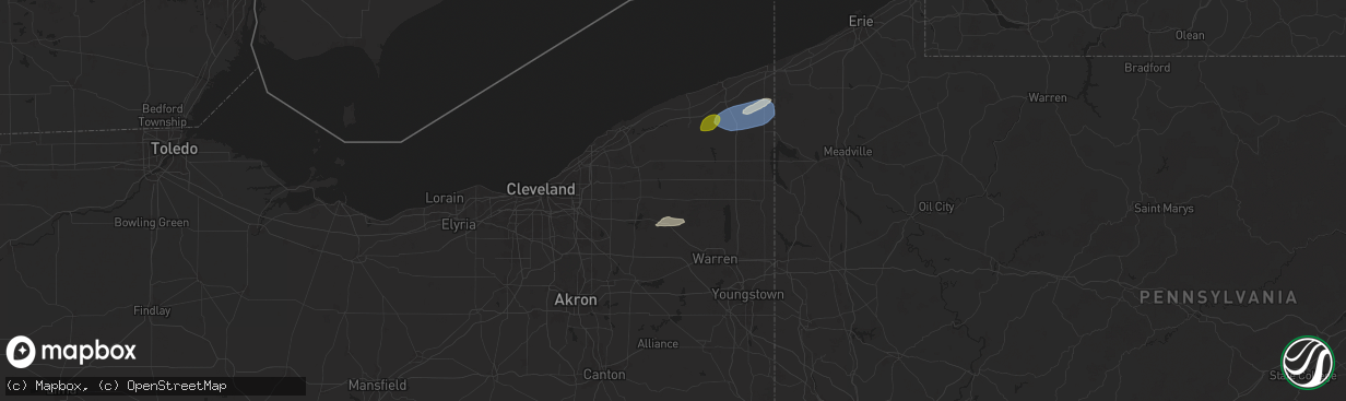 Hail map in Middlefield, OH on October 6, 2024