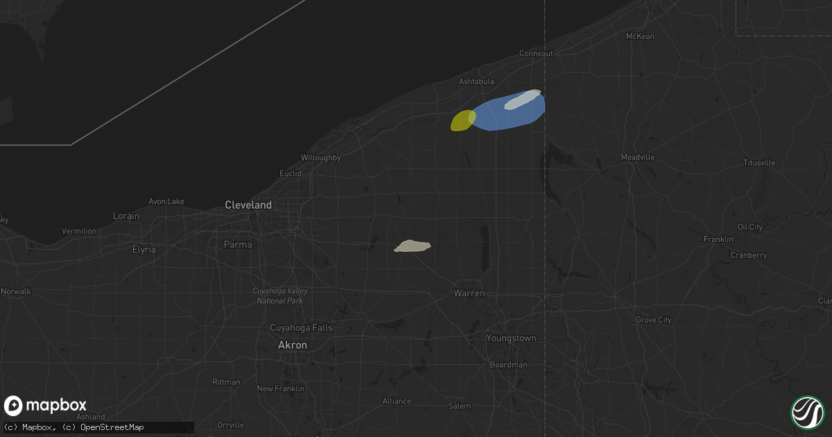 Hail map in Middlefield, OH on October 6, 2024