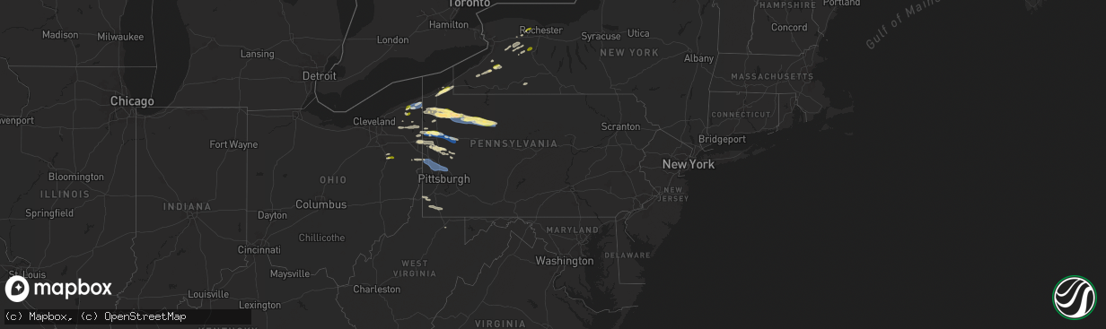 Hail map in Pennsylvania on October 6, 2024