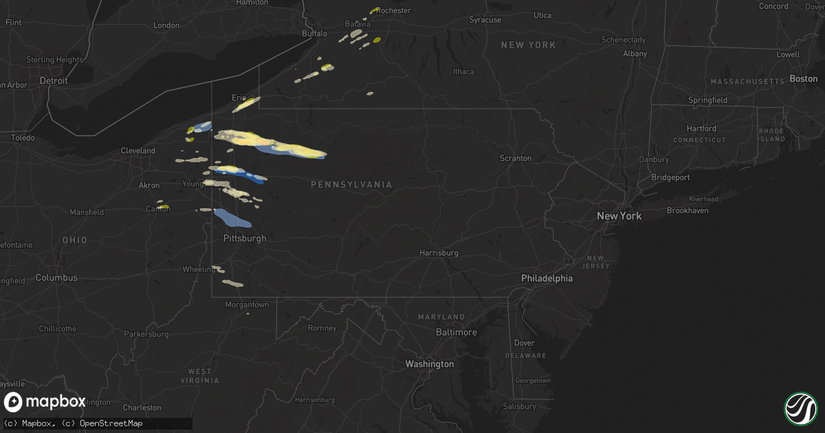 Hail map in Pennsylvania on October 6, 2024