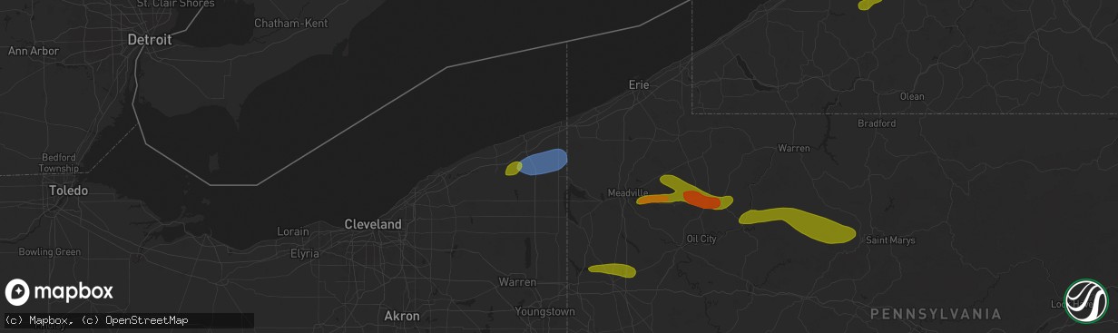 Hail map in Pierpont, OH on October 6, 2024