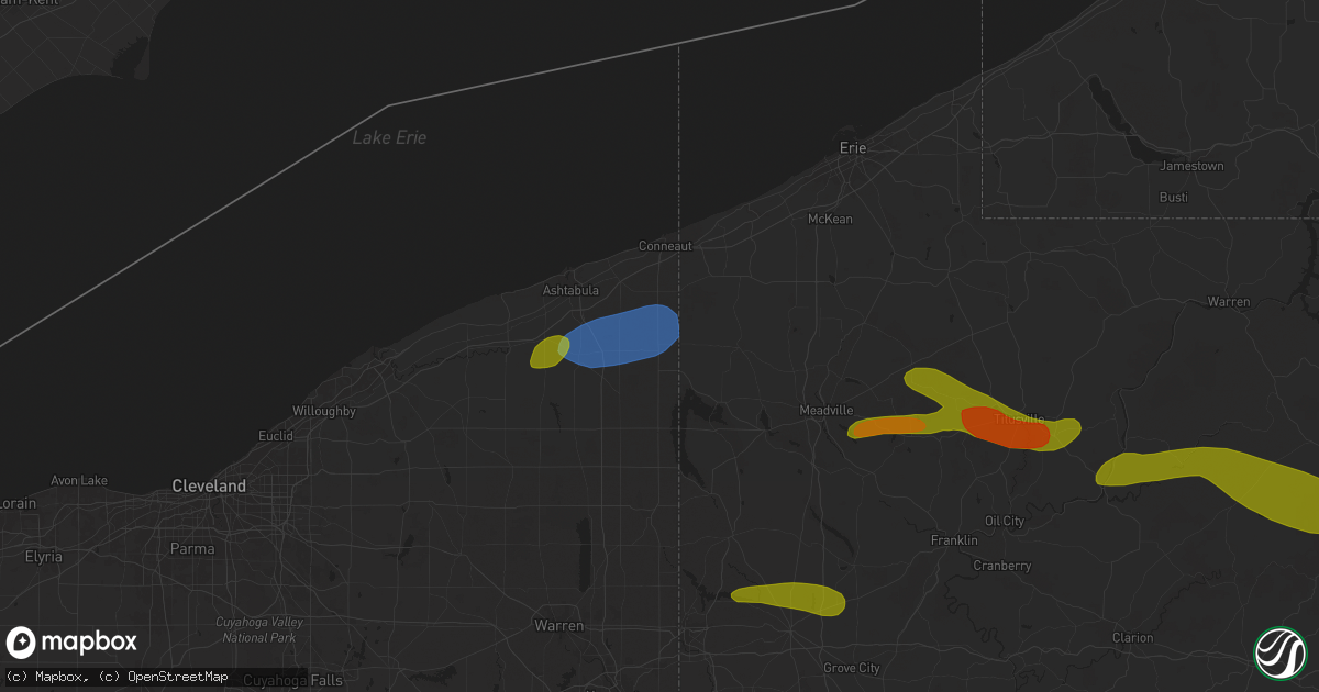 Hail map in Pierpont, OH on October 6, 2024