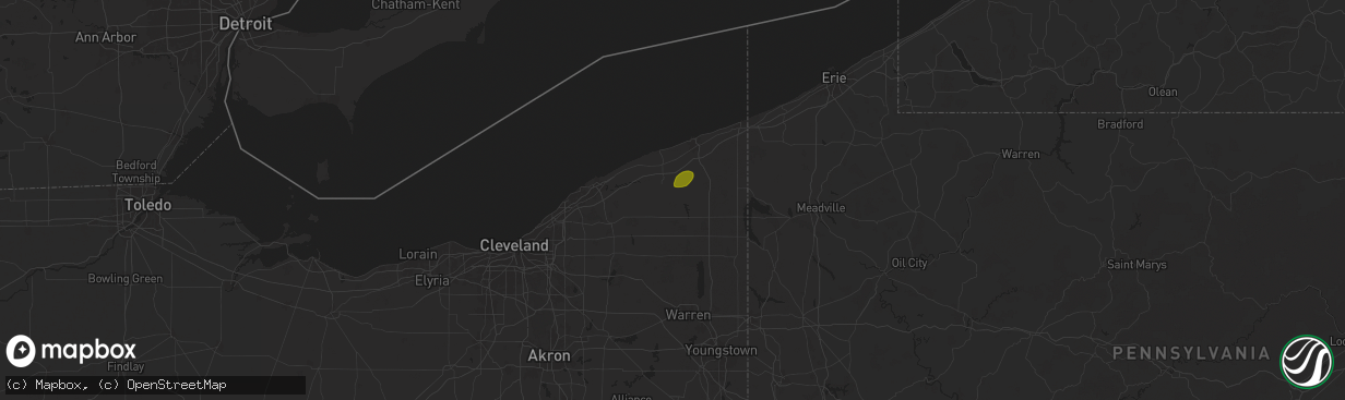 Hail map in Rock Creek, OH on October 6, 2024