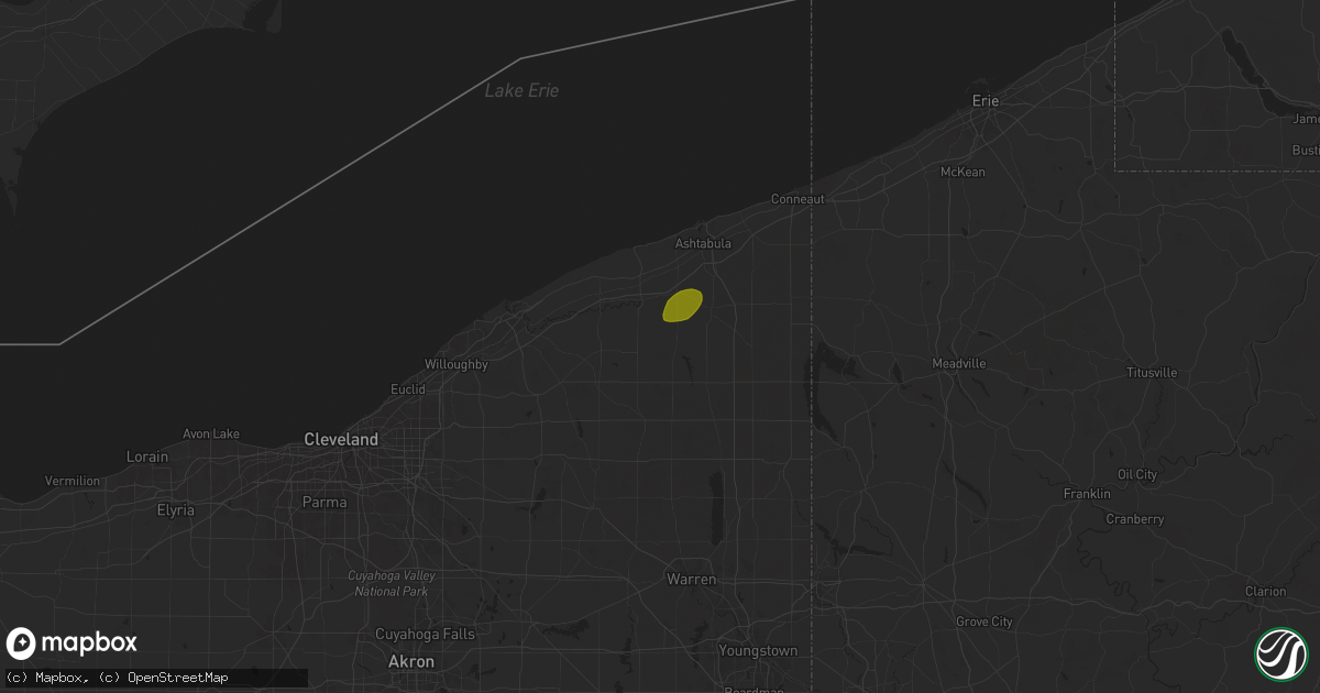 Hail map in Rock Creek, OH on October 6, 2024