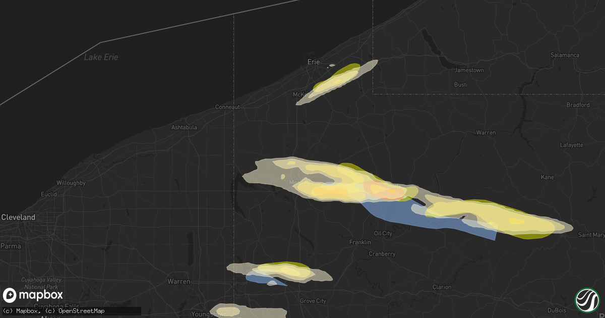 Hail map in Saegertown, PA on October 6, 2024