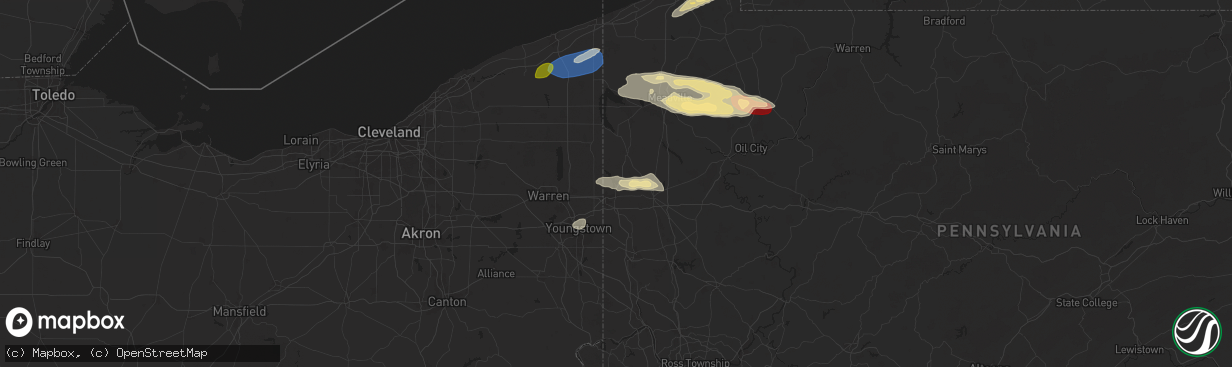 Hail map in Sharpsville, PA on October 6, 2024